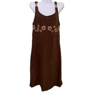 Brown Embroidered Floral Cottagecore Dress M W Amanda Smith Feminine
